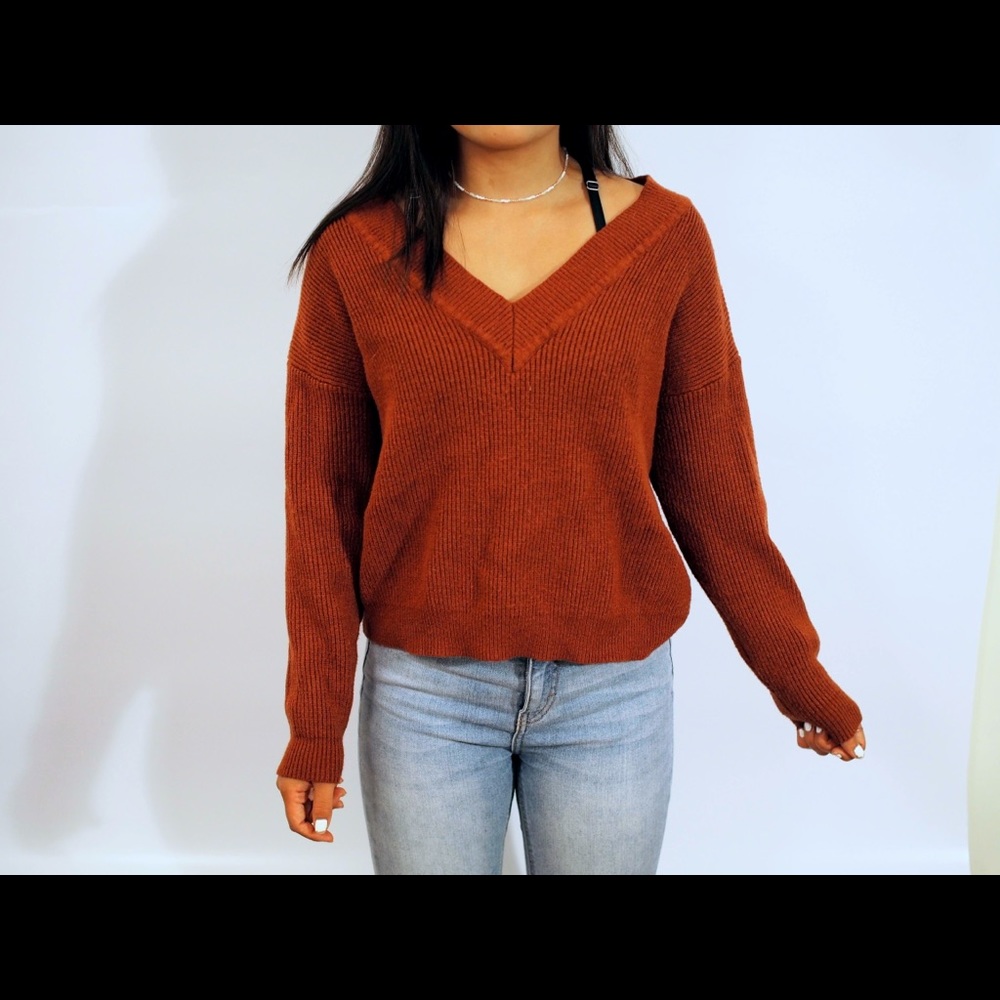 ribbed v-neck sweater
